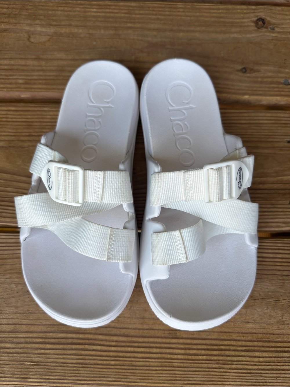 Chaco Chillo White Adjustable Slide Sandals Women’s Size 8